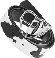 [FRCOLOR] Cow Prints Waist Belt with Heart Buckle for Women Accessory for Dresses and Jeans Fashionable Cowgirl Style for Young Ladies