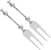 Generic 2pcs DIY Beadable Stainless Steel Fruit Forks Portable Small Silverware for Appetizers Desserts Salads Versatile Kitchen Utensils for Festivals Parties