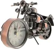 FOMIYES Desk Decoration Motorcycle Figurine Bedside Alarm Clock: Retro Classic Handmade Iron Motorcycle Shape Kids Clock Metal Art Ornament for Table Decor Coffee Arabic Decor