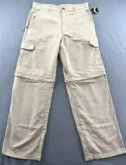 DHX Duck Head Pants Mens 36x34 Khaki Mid Rise Outdoor Hiking Cargo Zip Off