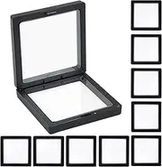 [Generic] 3D Floating Display Case - Floating Clear Film Jewelry Storage Box | Multifunctional Compact Necklaces Bracelets Earrings Transparent Holder Collection for Stamps Rings
