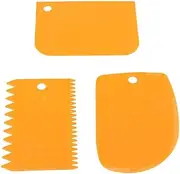 3 Pieces Dough Scraper Bowl Scraper Cake Scraper Plastic Dough Cutter Jagged Edges Scraper Curved Edge Scraper Flat Edge Scraper Multipurpose Food Scrappers for Bread Dough Cake Fondant Icing, Orange