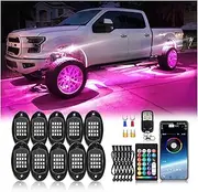 ZONECONA 10Pods Segmented RGB LED Rock Lights Kit with APP/RF Remote Control, Upgraded Multicolor Underglow Light Neon Music Mode Waterproof 12V Fender Lights for Trucks Pickup Jeep Golf Cart
