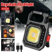 Mini Pocket COB LED Work Light Keychain Flashlight Torch Lamp USB Rechargeable