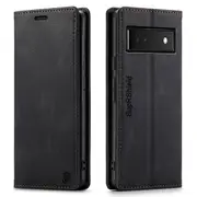 For Google Pixel 6A Case RFID Blocking Retro Flip Premium Leather Card Holder Wallet Cover – (Black)