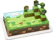 DecoSet® Mobs Beware Minecraft Cake Topper, 6-Piece Stackable Cake Decoration, Interlocking 3D Blocks With Characters, Food Safe Birthday Cake Decoration