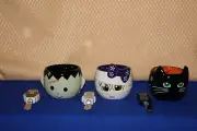 TEMP-TATIONS SEASONAL 3 RAMEKINS w/SPREADERS Halloween MUMMY BLACK CAT FRANKIE