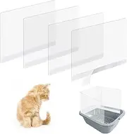 Cat Litter Box Splash Guard Pee Shields - Anti-Splashing Reusable High Sided Litter Box High Wall Cat Toilet Training Kit for Open Top Litter Pan (4 PCS)