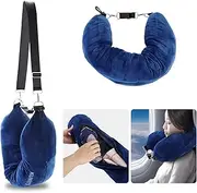 Kunyi's Travel Pillow You Stuff with Clothes As Carry-On Luggage Fits Up to 5 Days of Travel Essentials Transformable Luggage Pillowcase Soft Plush Velvet Stuff-able Multifunctional U-Shaped Pillow