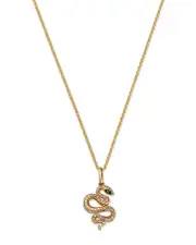 Bloomingdale's Fine Collection Tsavorite & Diamond Snake Pendant Necklace in 14K Yellow Gold, 18