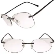 Rimless Modern Gunmetal Rectangle 2.75 Reading Glasses Reader