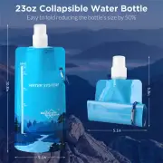 23oz Collapsible Water Pouch Bottles Bladders|Reusable Leak Proof Canteens x2Pcs