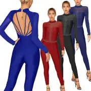 Women One Piece Dance Bodysuit Unitard Catsuit Skating Jumpsuit Gymnastics