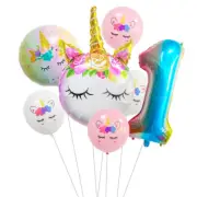 9pcs Happy Birthday Magical Unicorn Balloon Bouquet Kit with number Party Decor