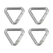 4Pcs Triangle Key Ring Spring 0.78" Metal Spring Rings Buckle Clips Silver