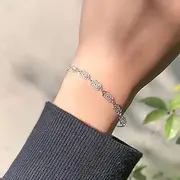 Chain Bracelets,Silver Bracelet,Fashion Bangle,Sterling Silver Bracelet for Women,Women 925 Sterling Silver Bracelet Vintage Adjustable Hollow Bracelet Ladies Elegant Bangle Sterling Silver Jewellery