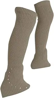 [Vaveren] Skating Leg Warmers Figure Skating Socks Comfortable Lightweight with Rhinestone Knit Long Leg Warmers for Cold Weather Party