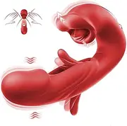 3 in 1 Flapping Vibrator G Spot Dildo Sex Toy for Women Rabbit Nibbling Clit Stimulator Wand Vibrator Massager with 7 Tongue Slapping Finger 7 Vibration Pulse Licking for Vaginal Anal Stimulation Waterproof Female Adult Sex Toys (Red)