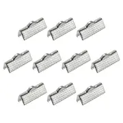 180Pcs Ribbon Crimp Clamp Ends 22mm Cord End Clasp for DIY Craft Silver Tone