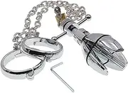 Metal handcuffs with chain - stainless steel anal butt plugs - opening anal plugs with lock sex toys for men and women couples