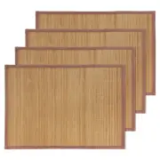 Brown Bamboo Mats Placemats with Fabric Border | BambooMN