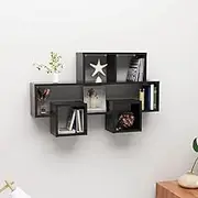 Wall Shelf High Gloss Black - Car Shaped Floating Shelves, Oak Wood Hanging Shelf for Collectables and Home Decor, 82x15x51cm Elm Frame
