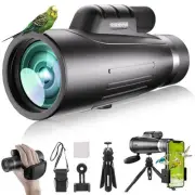 HD Monocular Telescope High Powered with Smartphone Adapter Tripod BAK4 Prism...