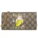 【GUCCI 古馳】BANANYA 雙G防水帆布金屬鍊長夾斜背包(卡其色)