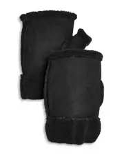 MSRP $58 Aqua Fingerless Faux Shearling Mittens Black Size OSFA