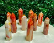 Carnelian Stone Crystal Tower, Mini 3.5" Carnelian Agate Obelisk 62g to 104g