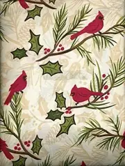 Mistletoe Lane Holiday Red Cardinal Bird Holly 4-Piece TWIN Sheet Set