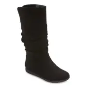 Women's St John's Bay Kimble Flat Heel Slouch Boots - Black - 7 - NIB -FREE SHIP