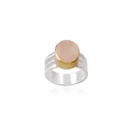 Hiba Silver Ring with Rose Quartz Stone - Matt Finish Jewellery in Australia