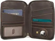 [POLARE ORIGINAL] Polare Full Grain Leather Family Passport Wallet for 4 Passports, RFID Blocking Bifold Passport Cover Travel Document Organizer Holder, Dark Brown with AirTag Slot, Leather Travel Passport Wallet