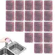 Steel Wool Soap Pads, 20 Pieces Soap Filled Scouring Pads, Heavy Duty Stain and Grease Cutting Scourers, Scratch-Resistant Kitchen Metal Sponges, for Cleaning Pots, Pans, Ovens & Stoves