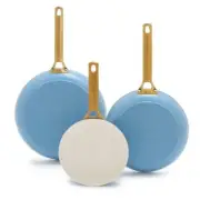 GreenPan Frying Pan Set Durable Ceramic Non-Stick Aluminum Sky Blue (3-Piece)