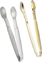1set Gold Plated Stainless Steel Serving Tongs for Ice Cubes Sugar Cubes Premium Kitchen Tool for Parties Cafes Weddings and Daily Use Gold and Silver 2pcs