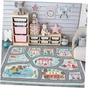Playroom Rug Play Carpet 4’ x 6’, Blue Large Educational Children’s Play Mat,