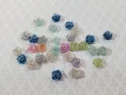 Tiny Roses Resin 3D Flat Back 30 pieces 1/4" Embellishments Scrapbooking