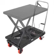 VEVOR Hydraulic Lift Table Cart, 330lbs Capacity 28.5" Lifting Height, Manual Single Scissor Lift Table with 4 Wheels and Non-slip Pad, Hydraulic Scis
