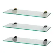 50cm Floating Glass Wall Shelves Bathroom Shelf with Chrome/Black/Gold Brackets