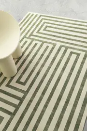 Loopsie Waimea Green Geometric Washable Rug