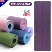 TPE Yoga Mat Exercise Fitness Eco Friendly Gym Pilates Sport Non Slip Dual Layer