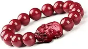 [YANYUESHOP] Bracelet Feng Shui Amulet Pixiu/Pi Yao Bracelet Cinnabar Wealth Luck Beaded Natural Energy Charm Stretchy Bracelet Ward-Off Evil Spirits Talisman for Prosperity ?Cinnabar