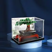 DK DISPLAYKING Acrylic Display Case for LEGO Bonsai Tree 10281 (Transparent, Rectangular, Tabletop Mount, 25cm L x 24cm W x 22cm H, with Customizable Background)