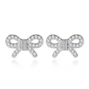 2PCS Copper Stud Earrings Woman Fashion Jewelry Retro Bow Hollow Stud Earrings