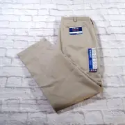 NWT IZOD Heritage Chino Straight Flat Front Beige Mens Pants 40x32