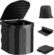BYVCUI Portable Toilet for Camping, Porta Potty for Adults & Kids, Foldable Potty with Lid Outdoor Emergency Sanitation Products, Waterproof Car Commode Bucket for Truck, Travel, Hiking (Black)