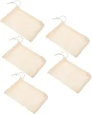 TOBBOMEY 5pcs Natural Sisal Soap Bag Exfoliating Mesh Foaming Net Bar Soap Holder for Shower