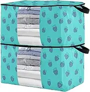 sanluoli 90L 2 Pack Under Bed Shoe Storage Organizer with Reinforced Handles, clear window Garment Bag Closet Storage